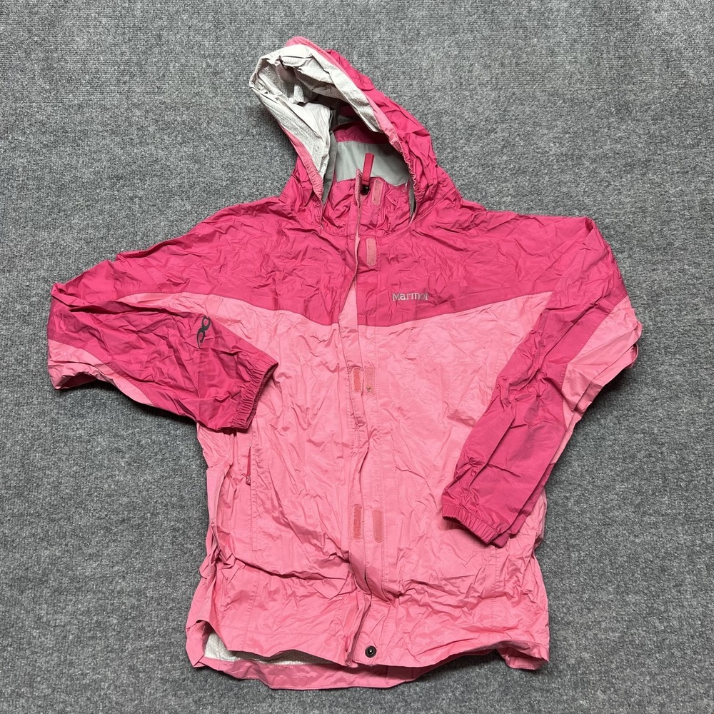 Marmot Jacket Girls XL Pink Hooded Lightweight Windbreaker Hiking Running Rain